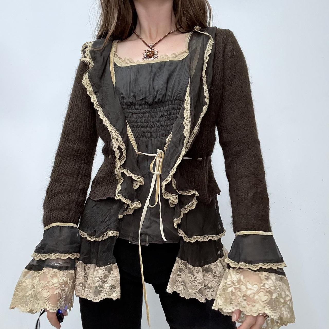Brown mohair lace flared top