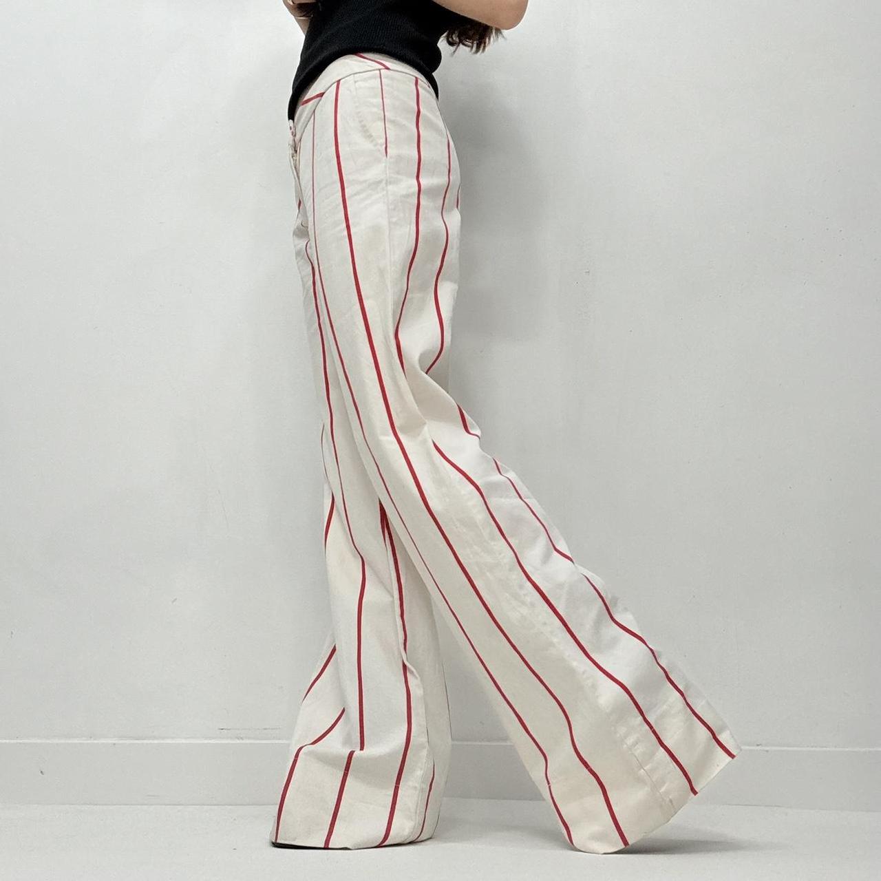 White wide leg pinstripe trousers