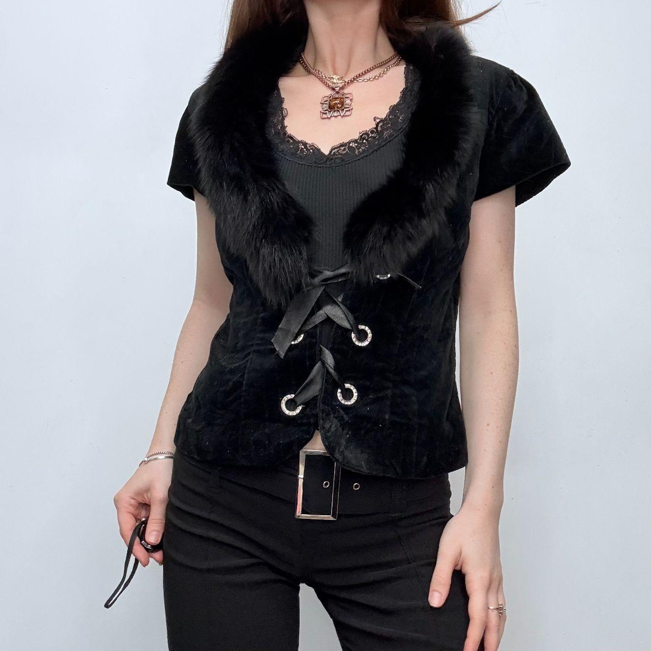Black velvet cropped mini corset jaket