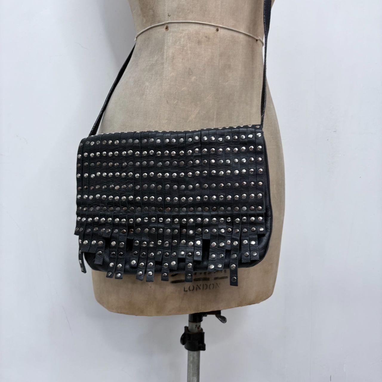 Black leather studded grunge bag