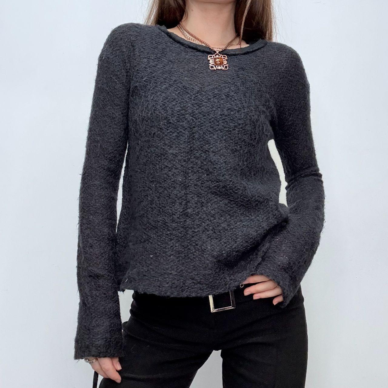 Sheer knit grey wool jumper