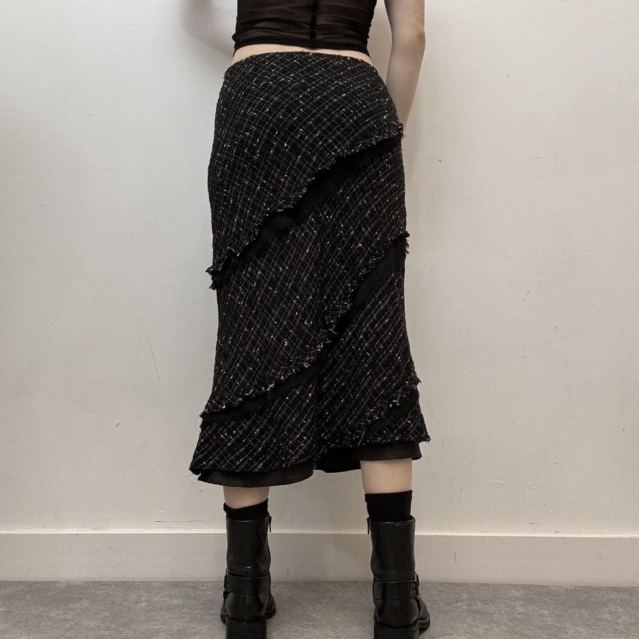 Black distressed tartan skirt
