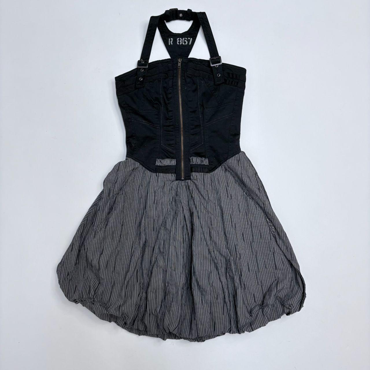 Pinstripe puff grunge corset dress