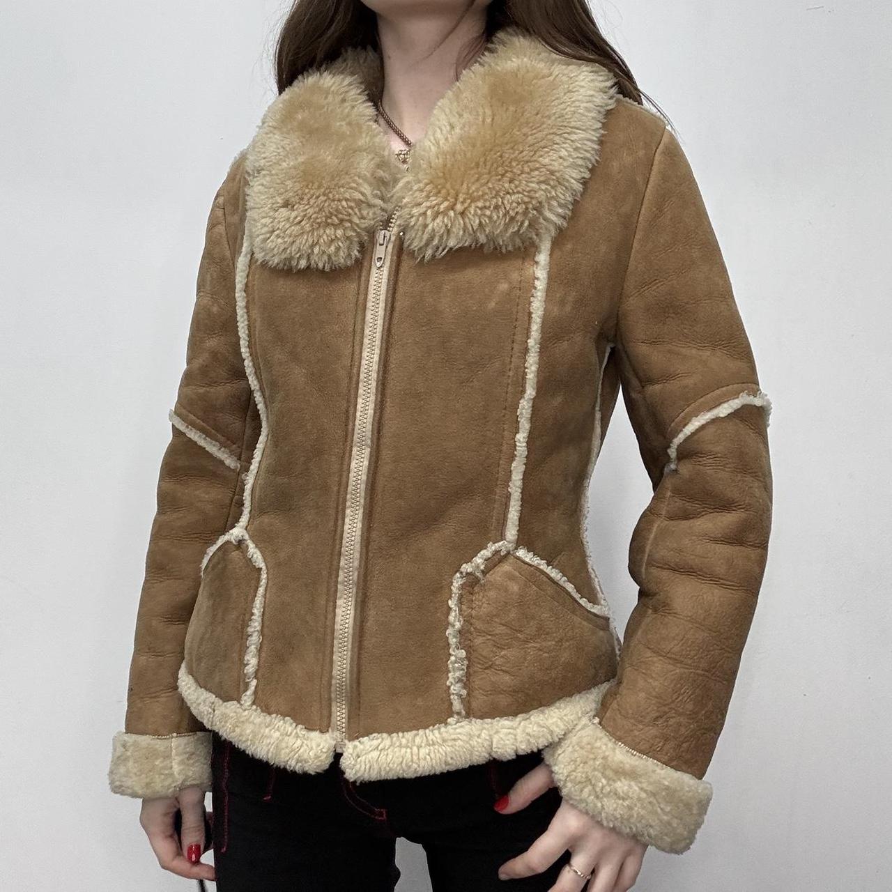 Tan suede sheepskin coat