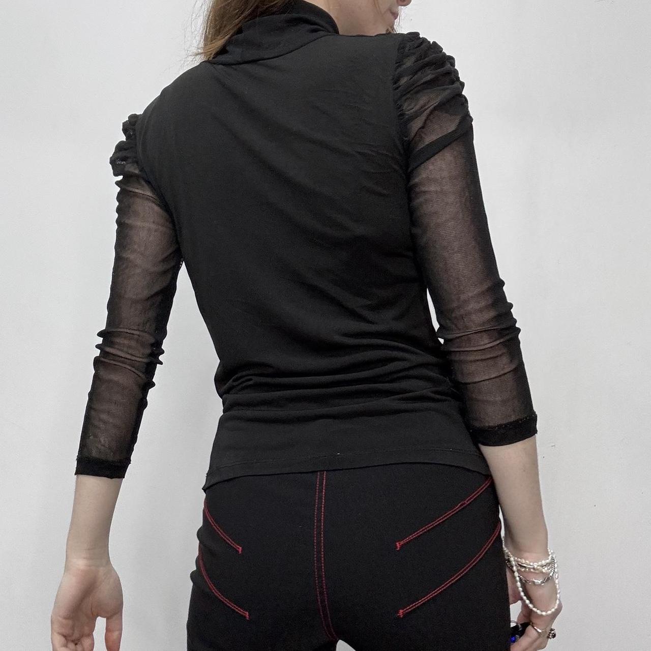 Sheer black mesh lace top