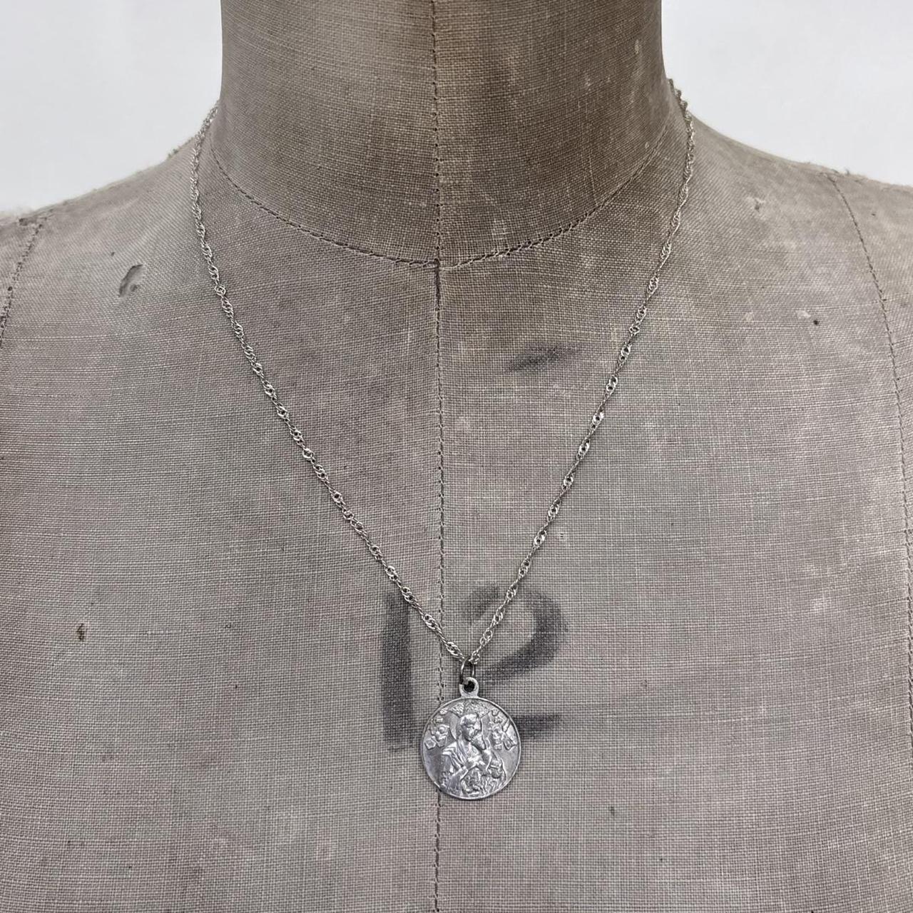 Silver chain coin necklace