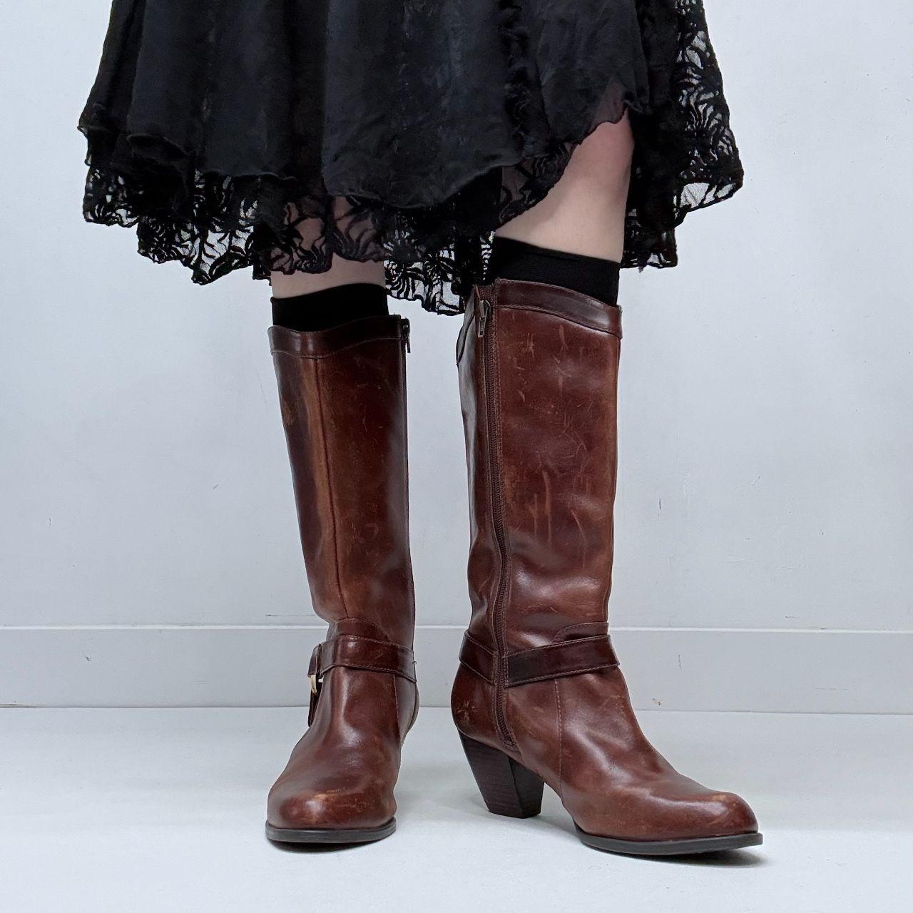 Brown leather western boots