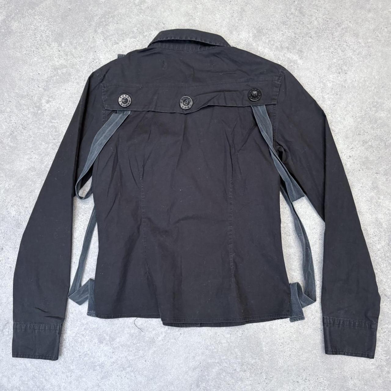 Black fitted utility strap cargo shirt