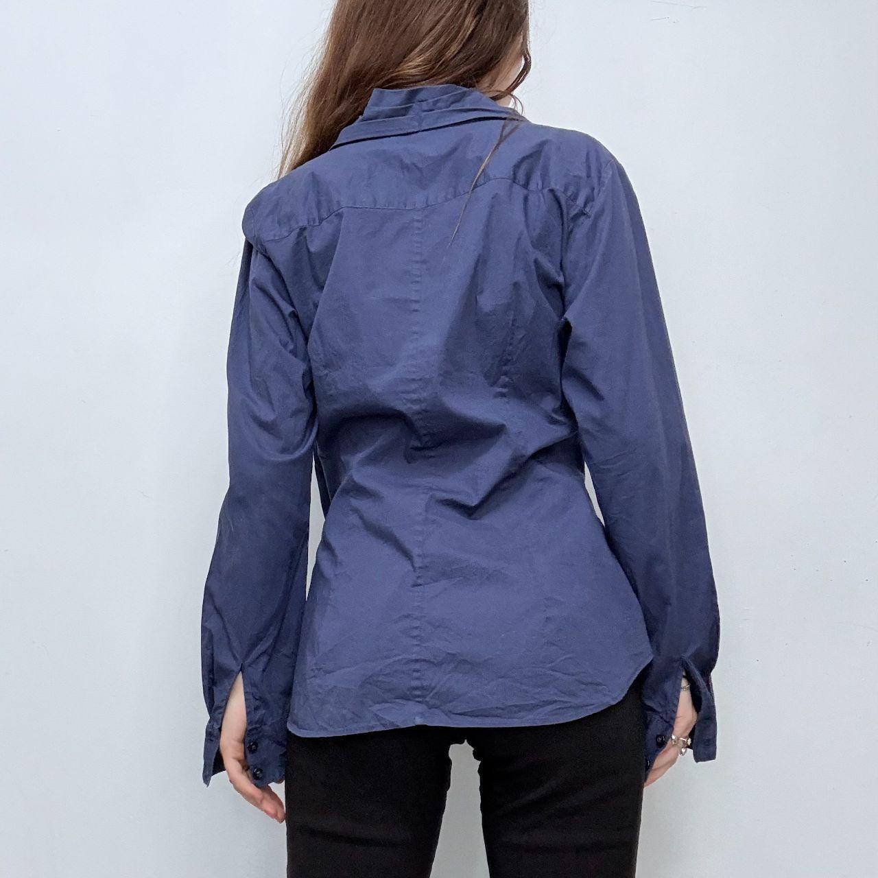 Blue gathered flared shirt