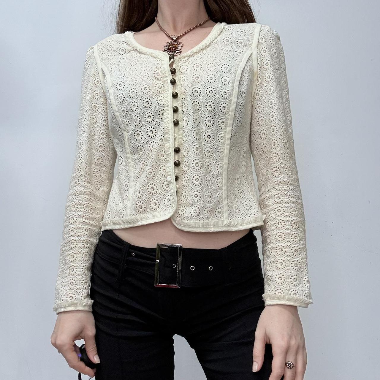 Cream embroidered regency blouse