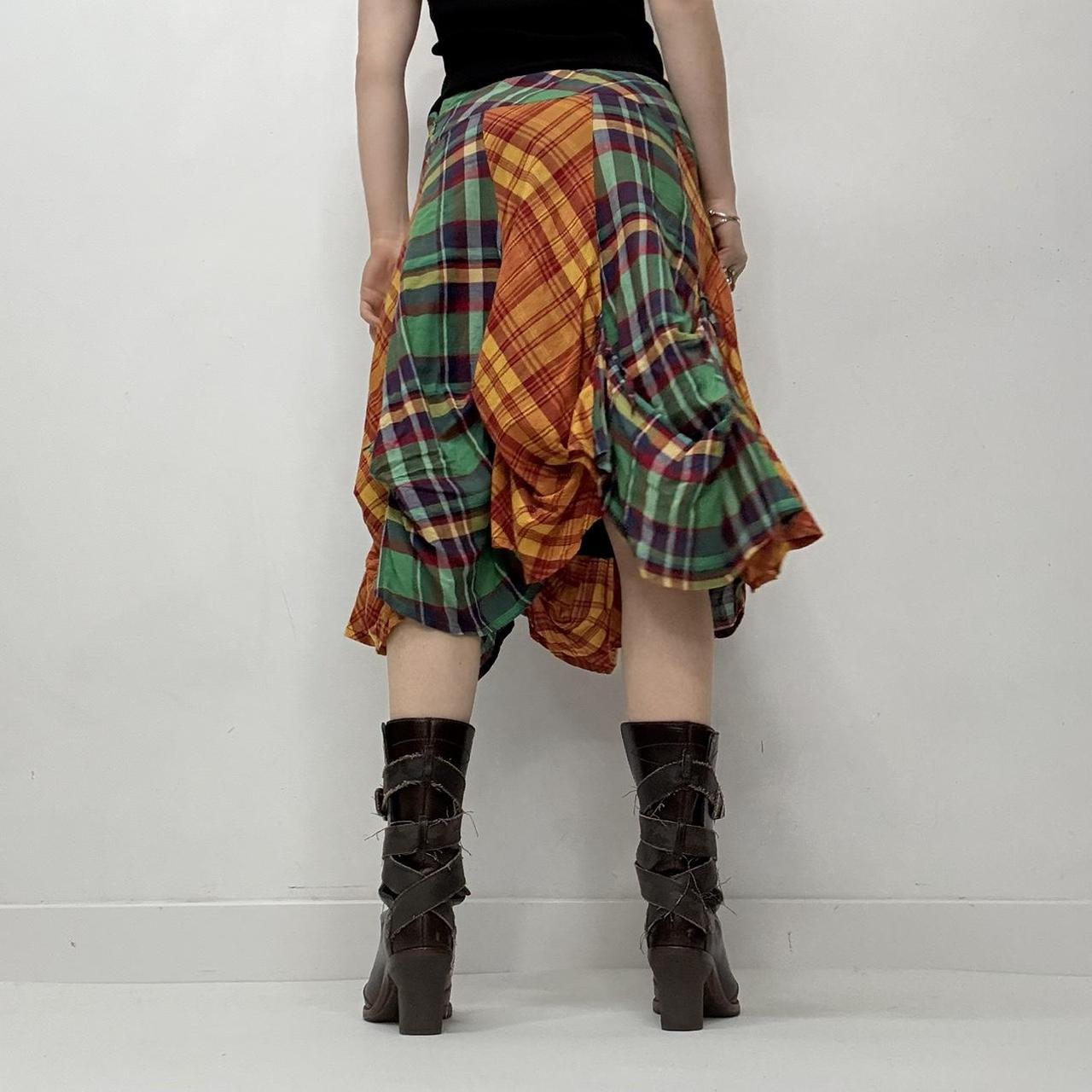Checked tartan layered puff skirt