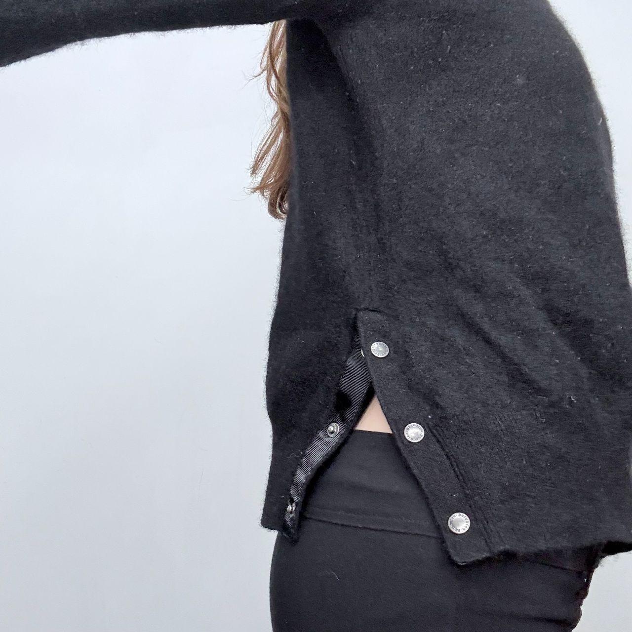 Black cashmere fluffy popper hoodie