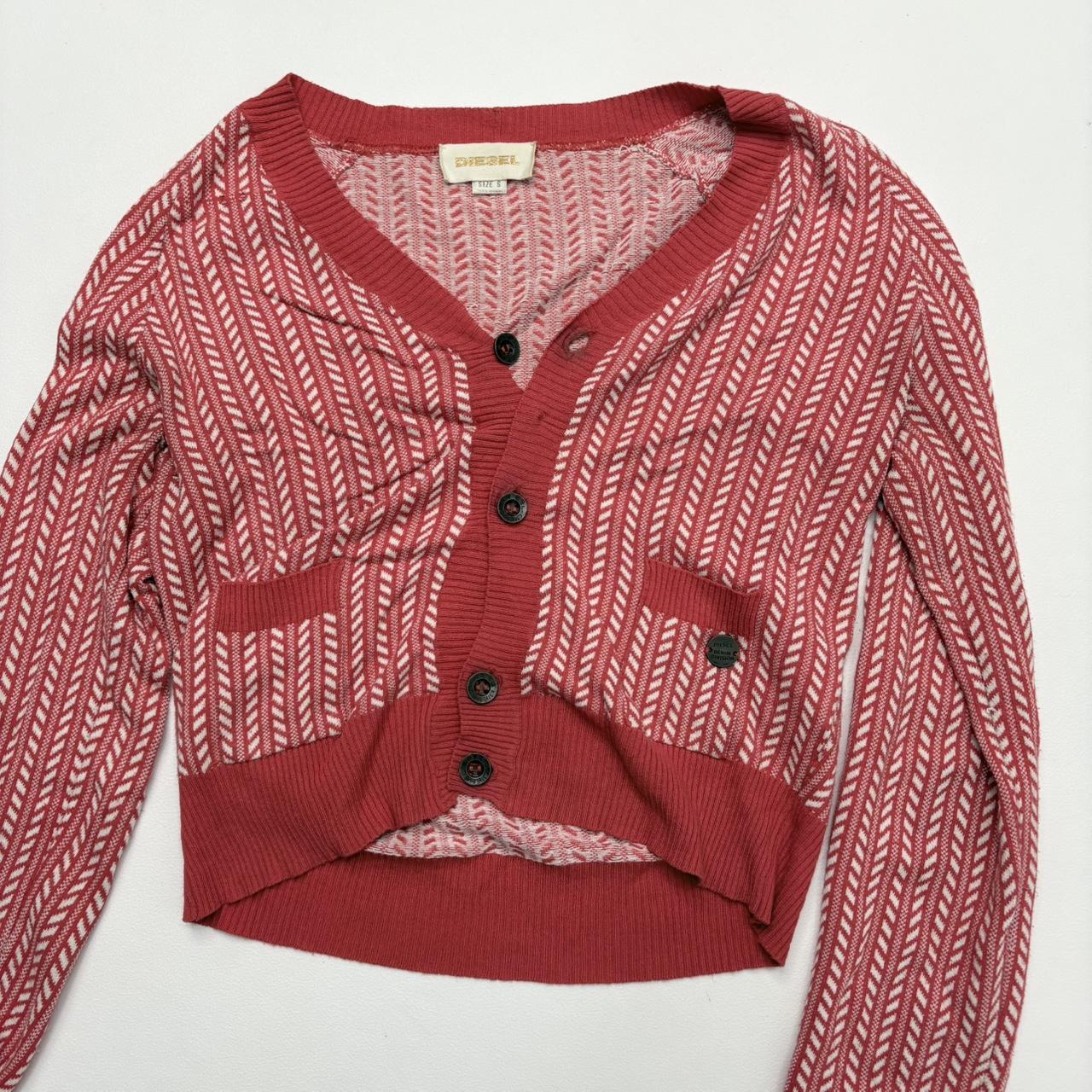 Red cropped slouchy diesel cardigan
