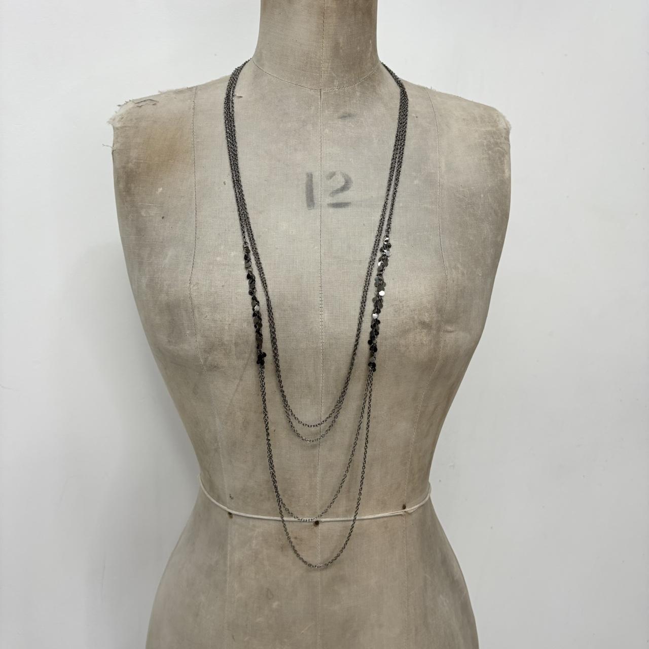Silver beaded boho chain necklace