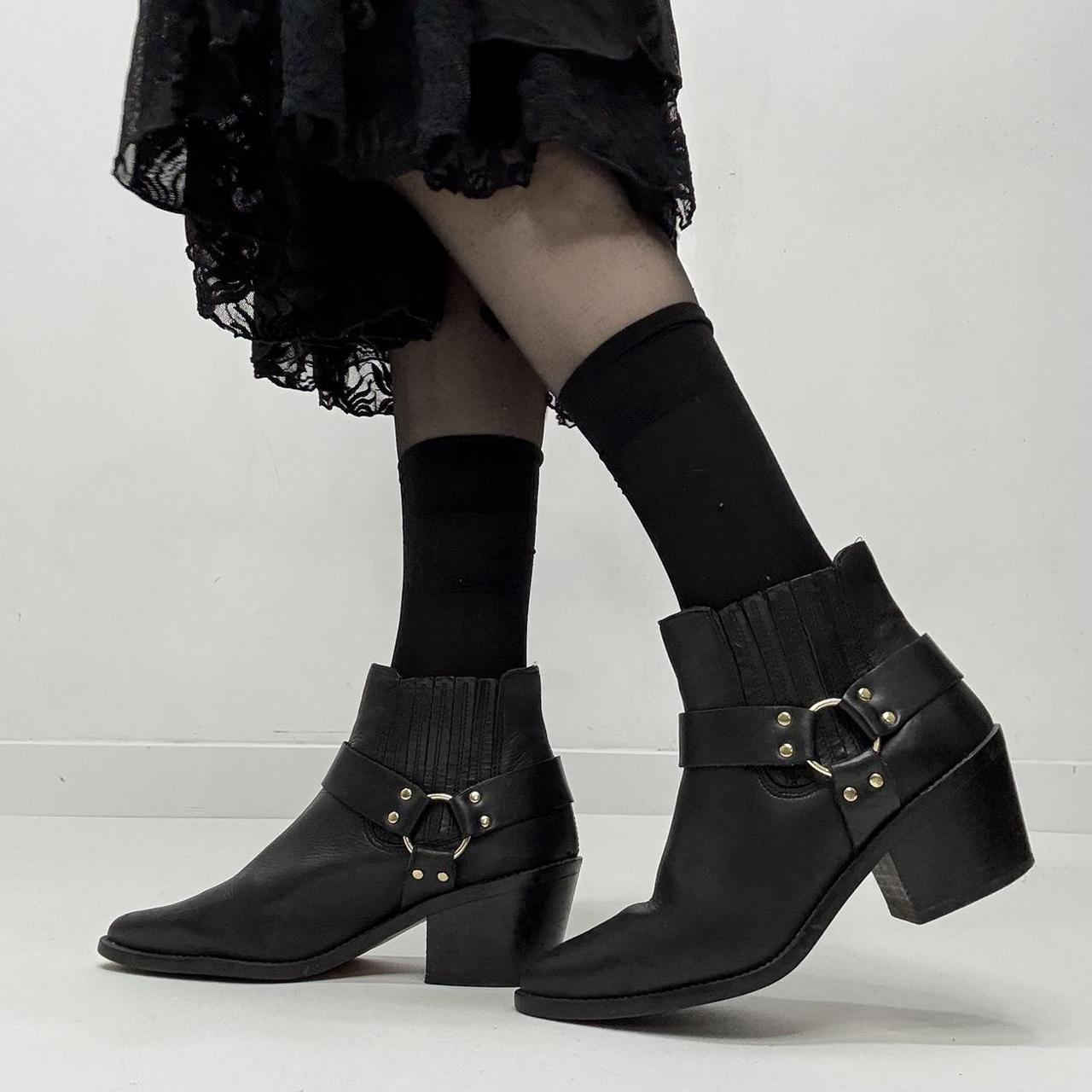 Black western studded biker boots