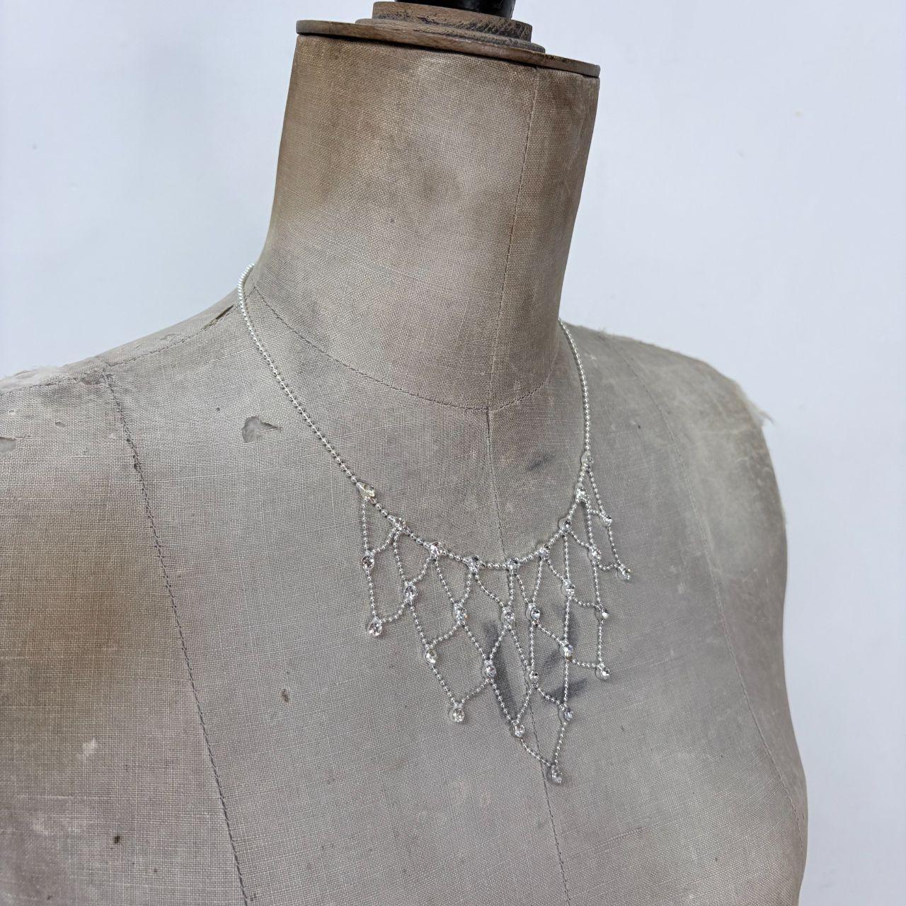 Silver layered tennis necklace