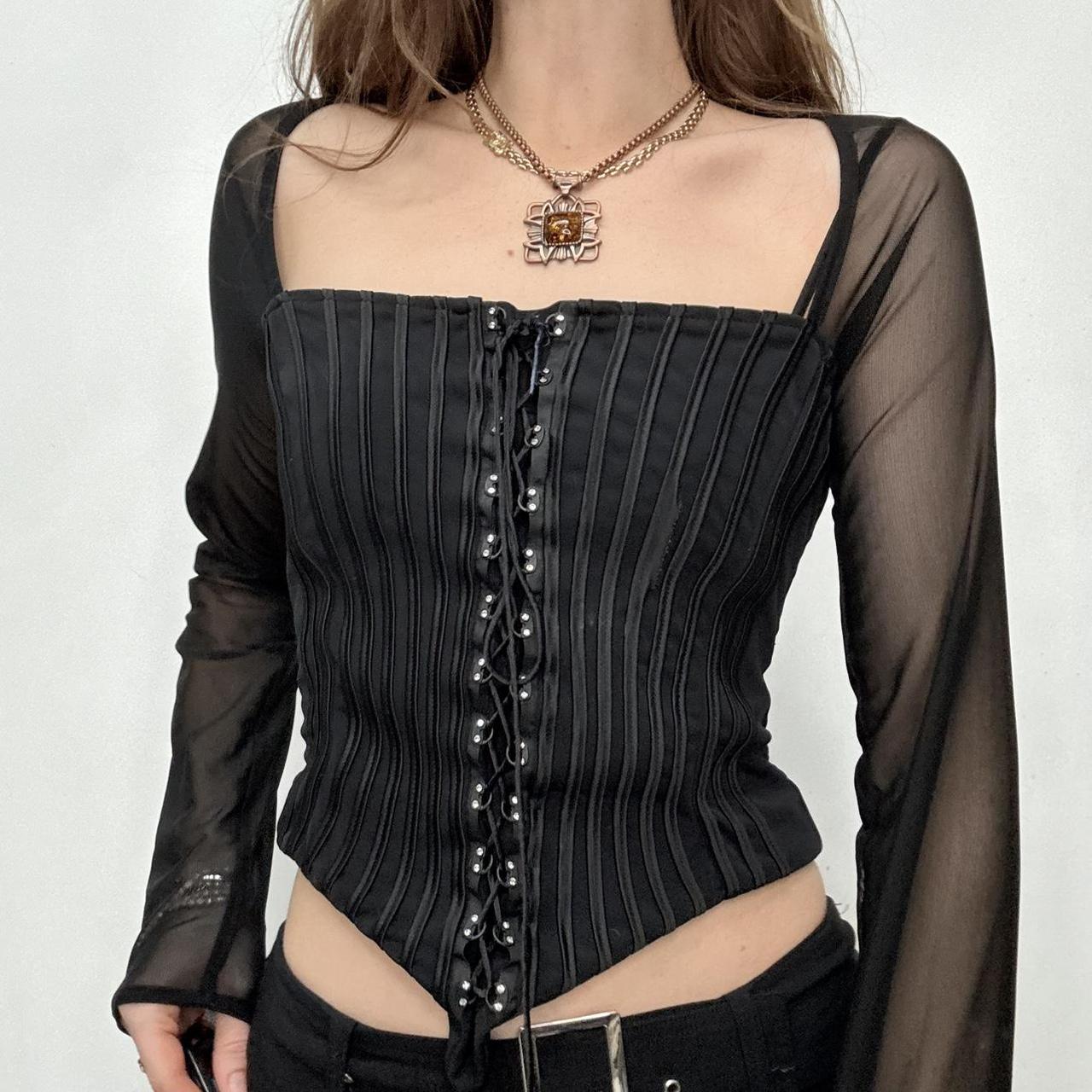Black structured corset shirt