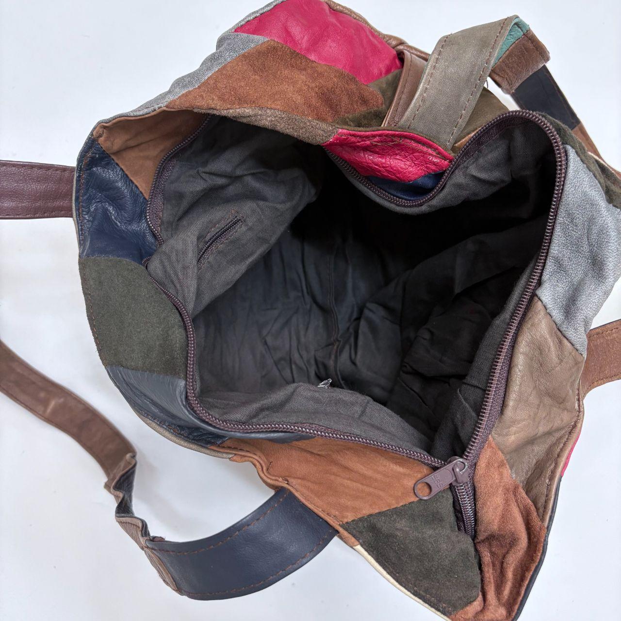 Boho leather patchwork shoulder bag