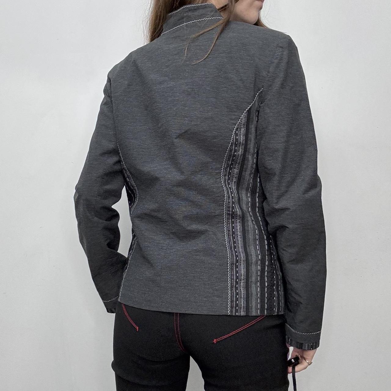 Grey track zipper fitted jacket
