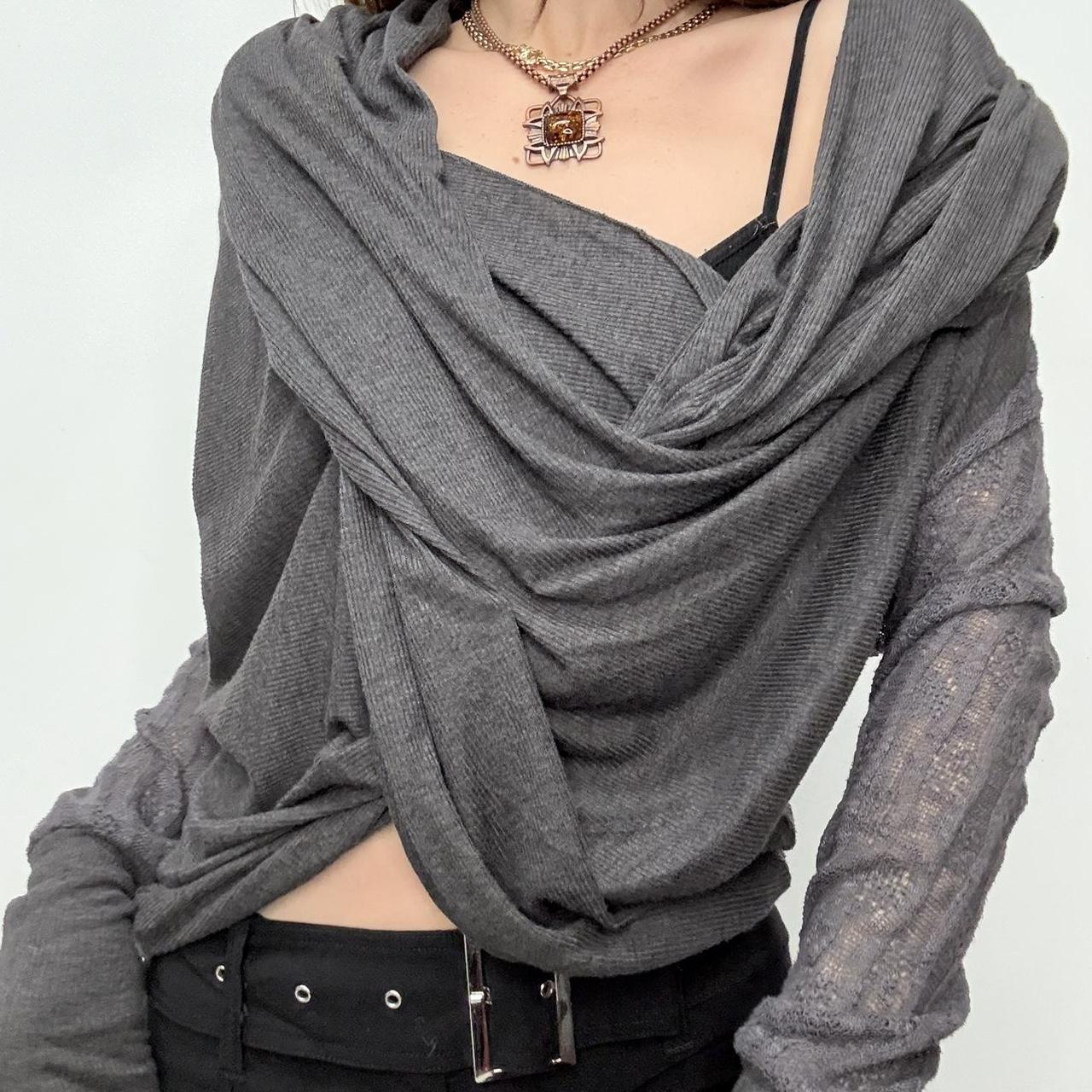Slouchy grey draped jumper