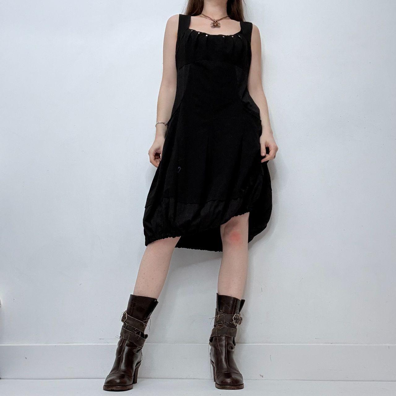 Black studded flared cargo dress