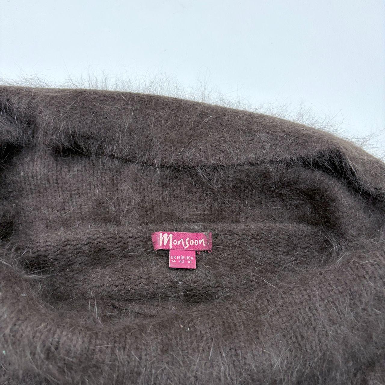 Brown asymmetric slouchy fold over neck flared jumper