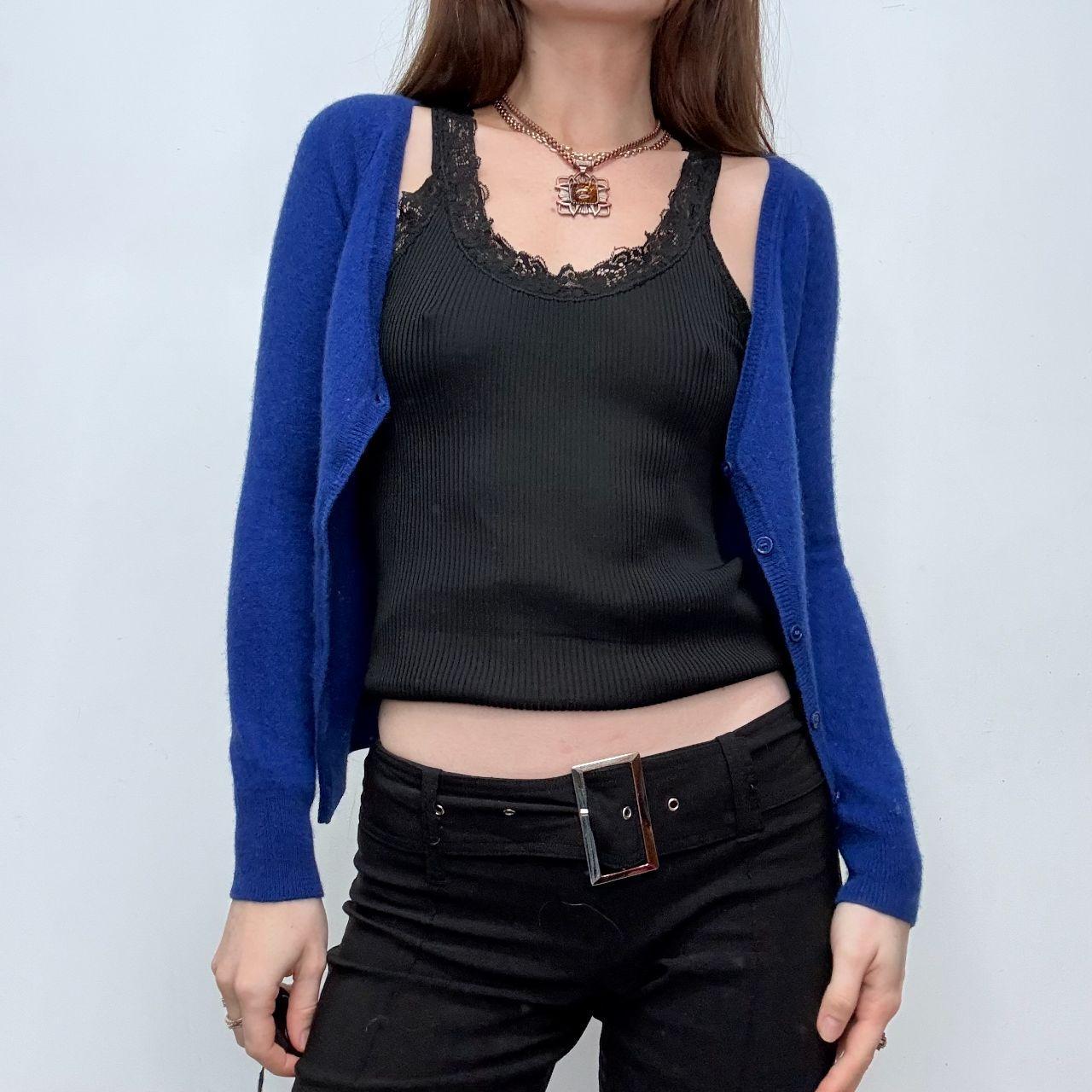 Blue cashmere slouchy neck cardigan