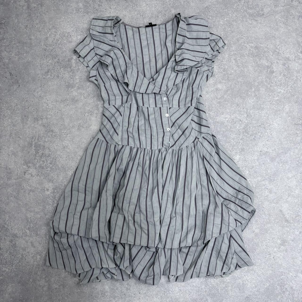 Pinstripe puff layered shirt dress
