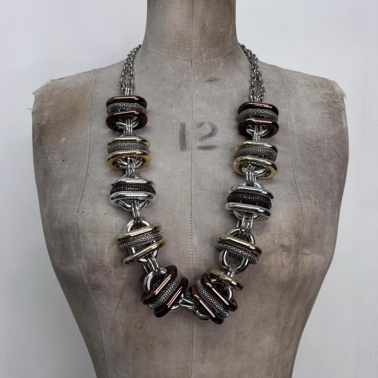 Mixed metal chunky oversized grunge necklace