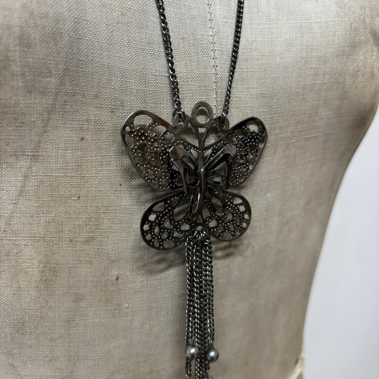 Long metal butterfly necklace
