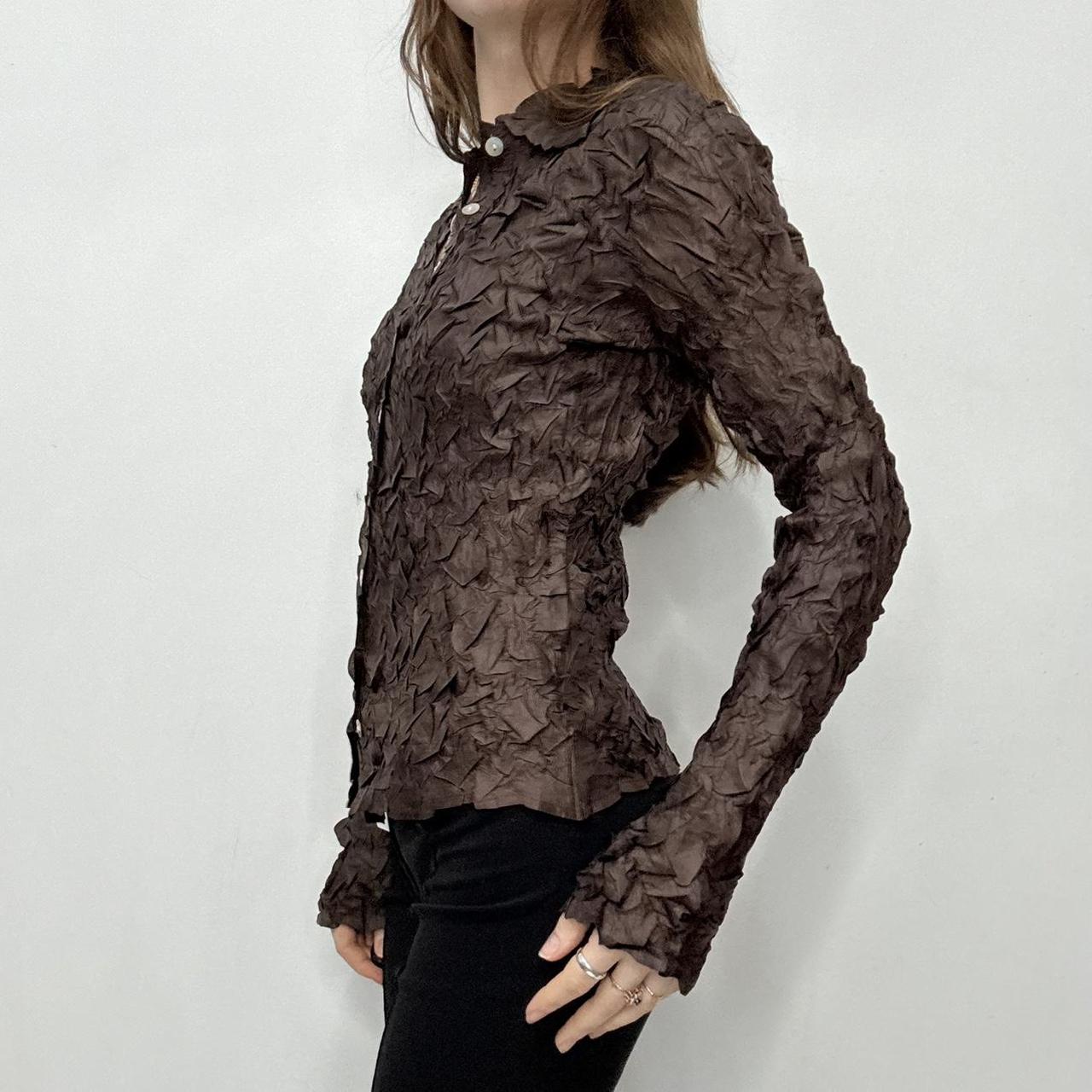 Brown textured crinkle shirt