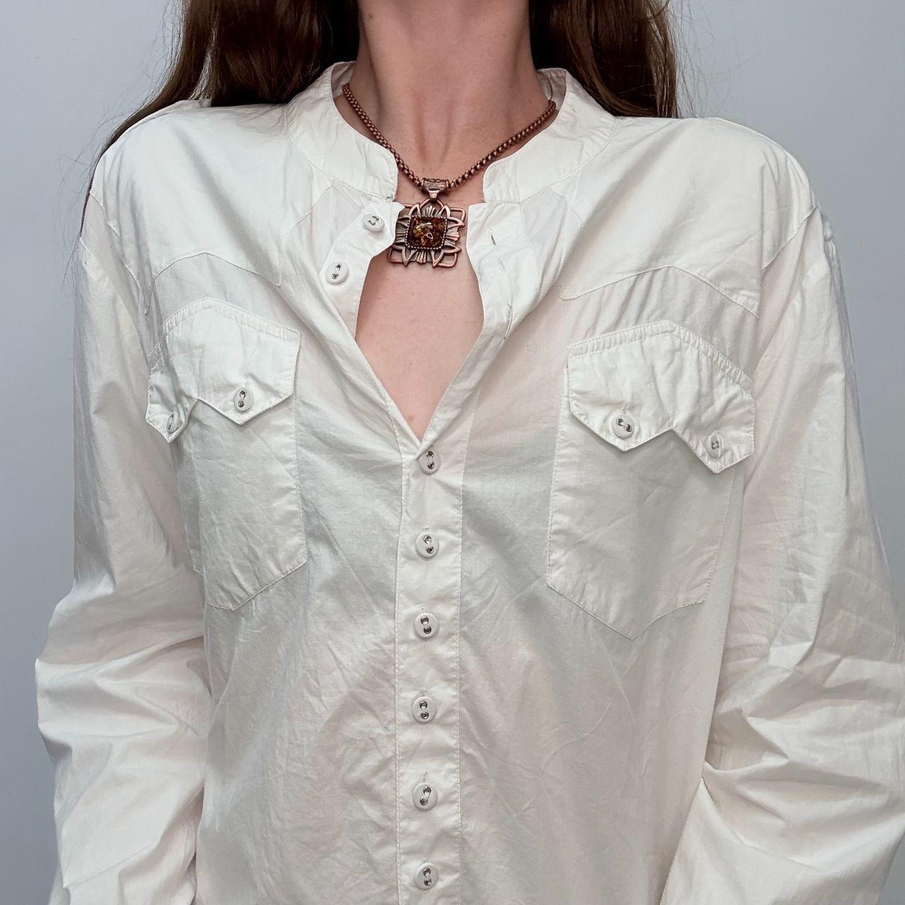 White button-up flare shirt