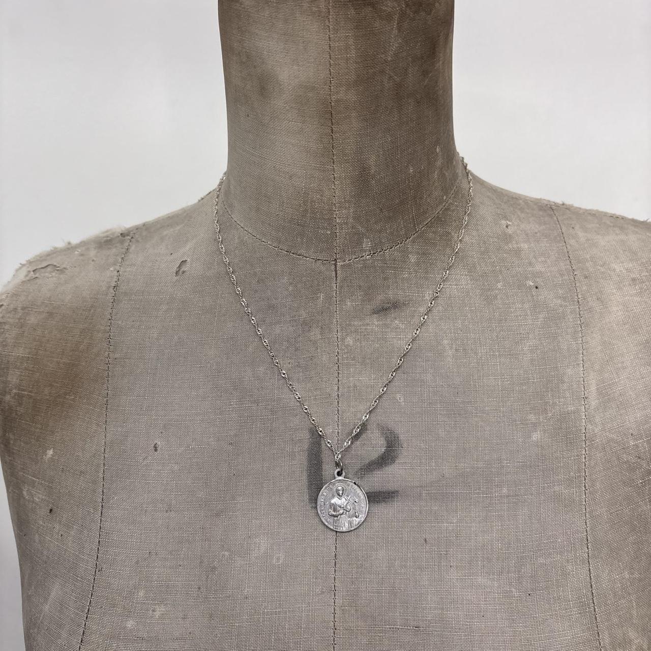 Silver chain coin necklace