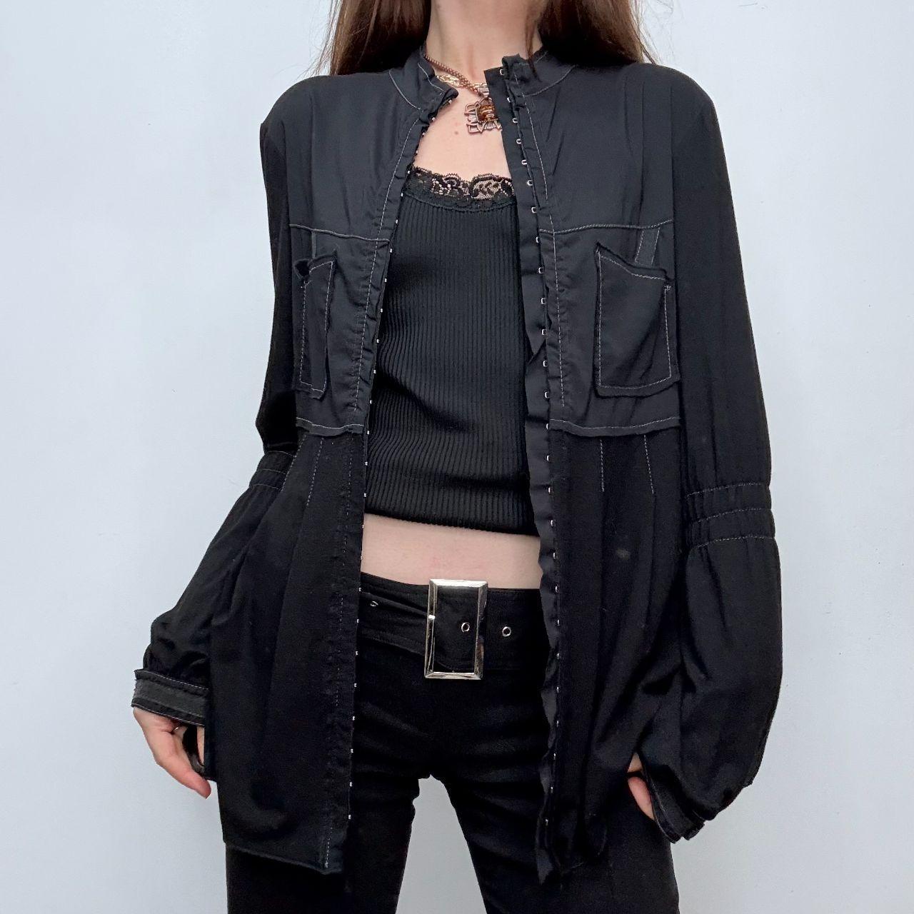 Flared hook and eye shirt