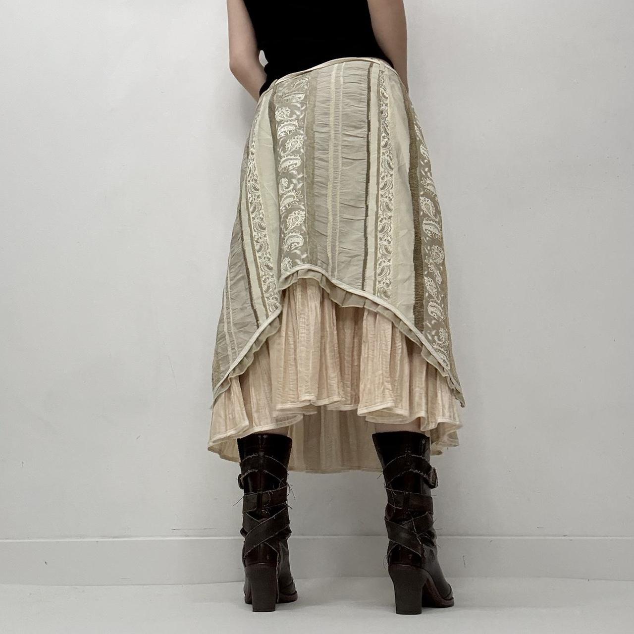 Striped pleated midi skirt