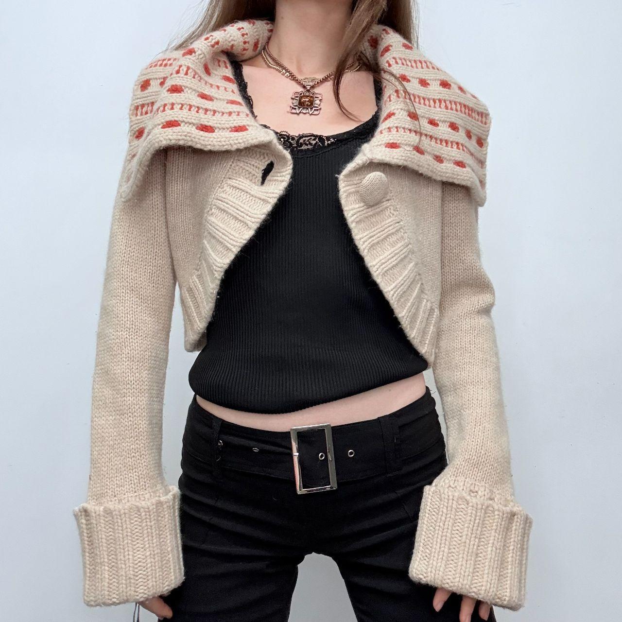 Cropped brown wool boho cardigan