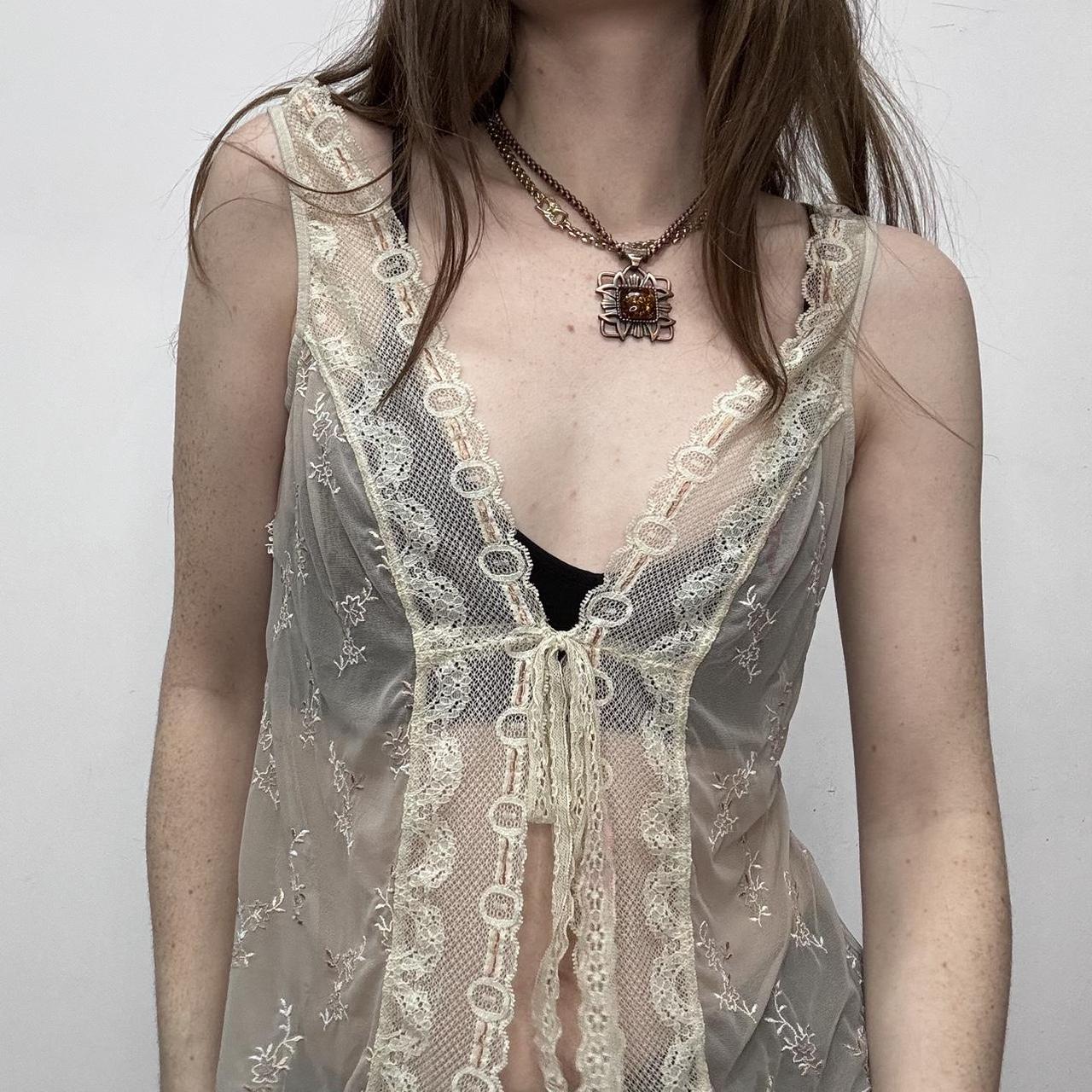Sheer lace cami vest