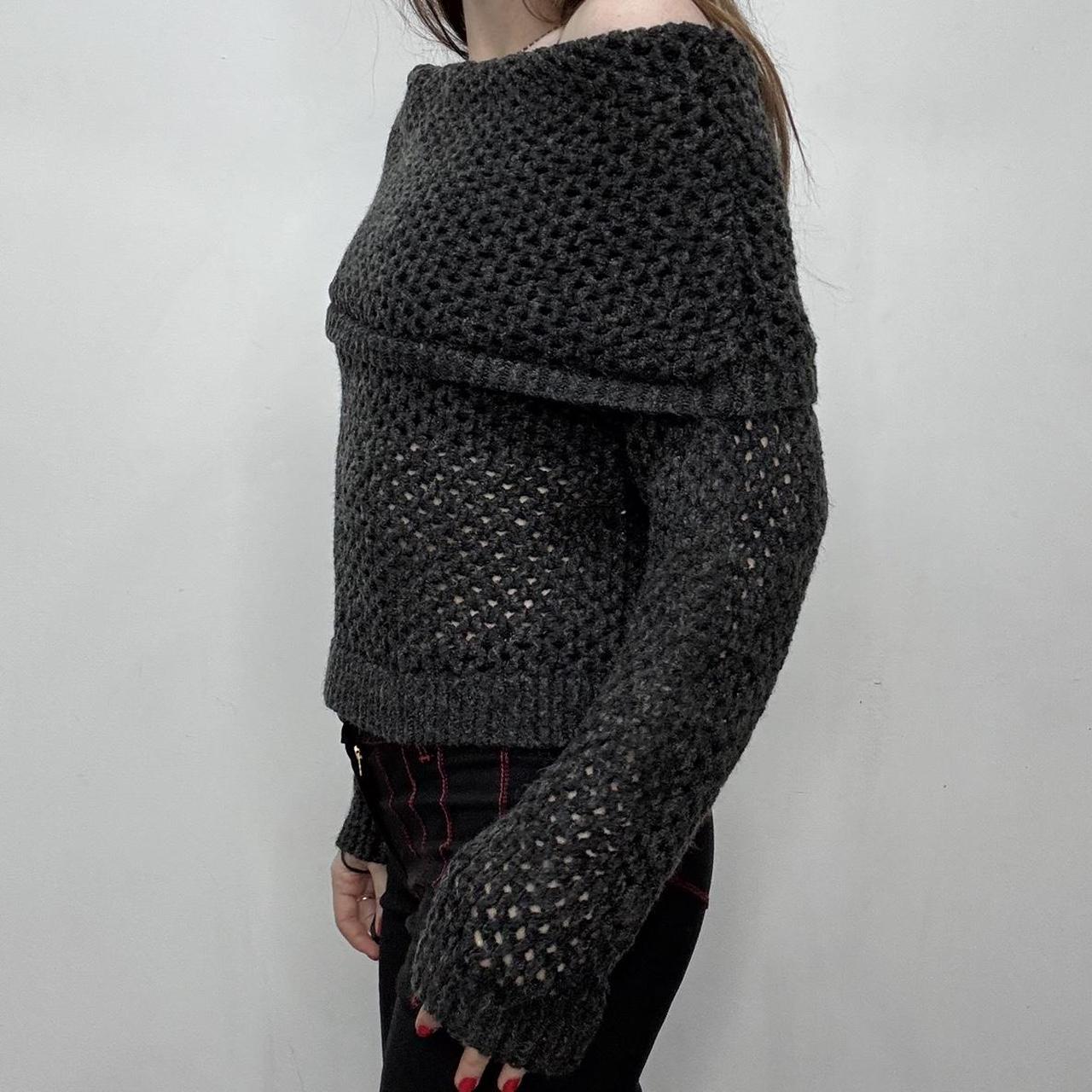 Chunky sheer knit fold over jumper