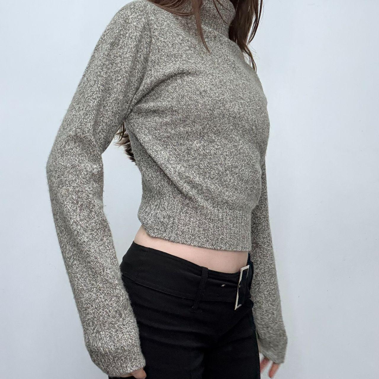 Grey cropped cashmere jumper