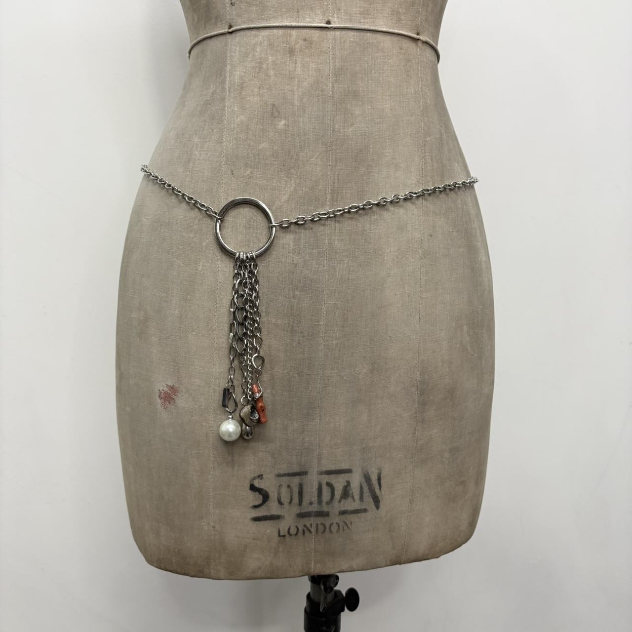 Silver metal layered waist chain