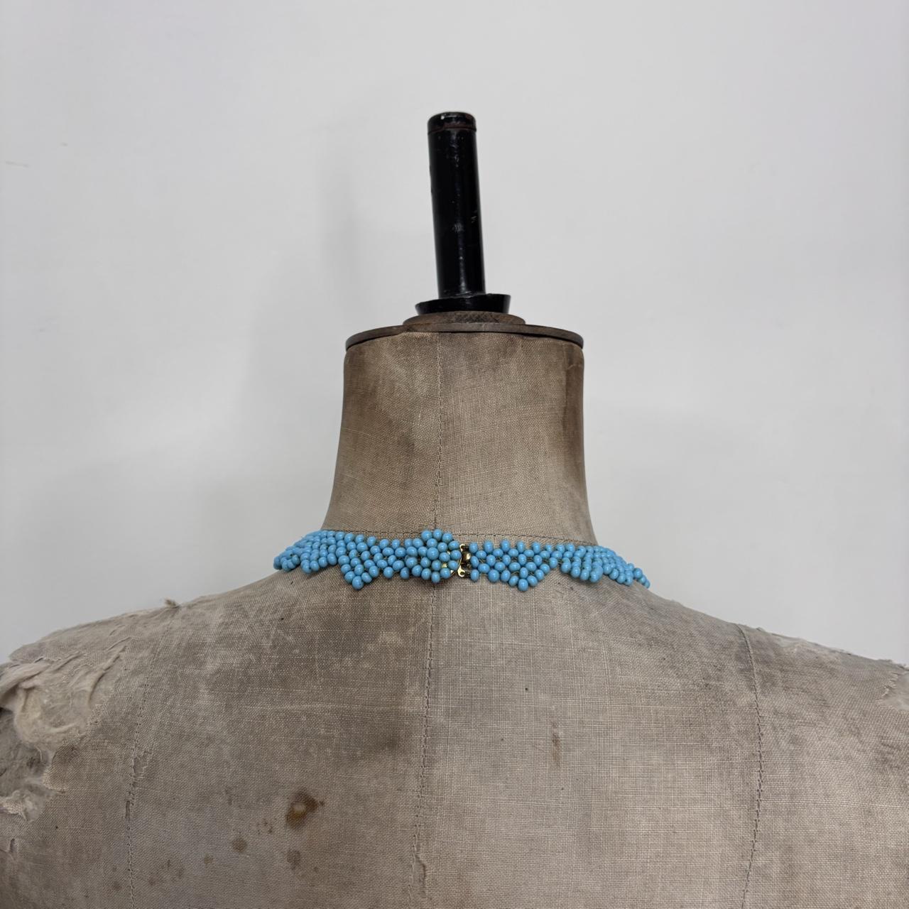 Blue beaded collar necklace