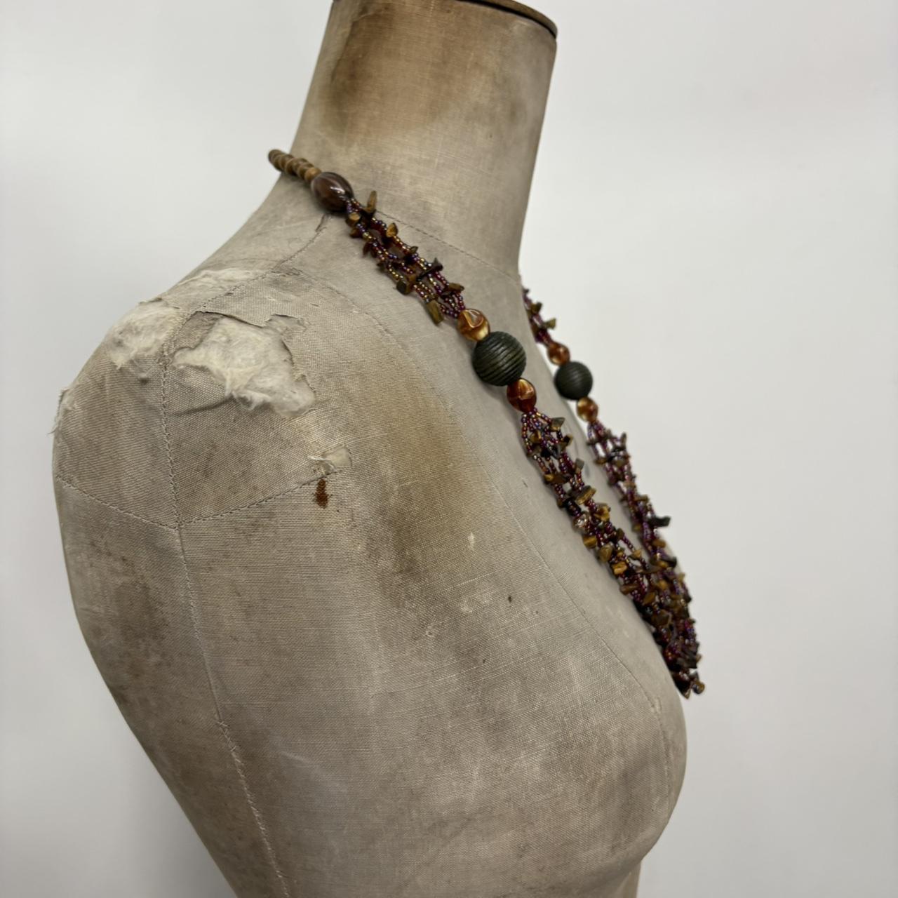 Long layered beaded gem necklace
