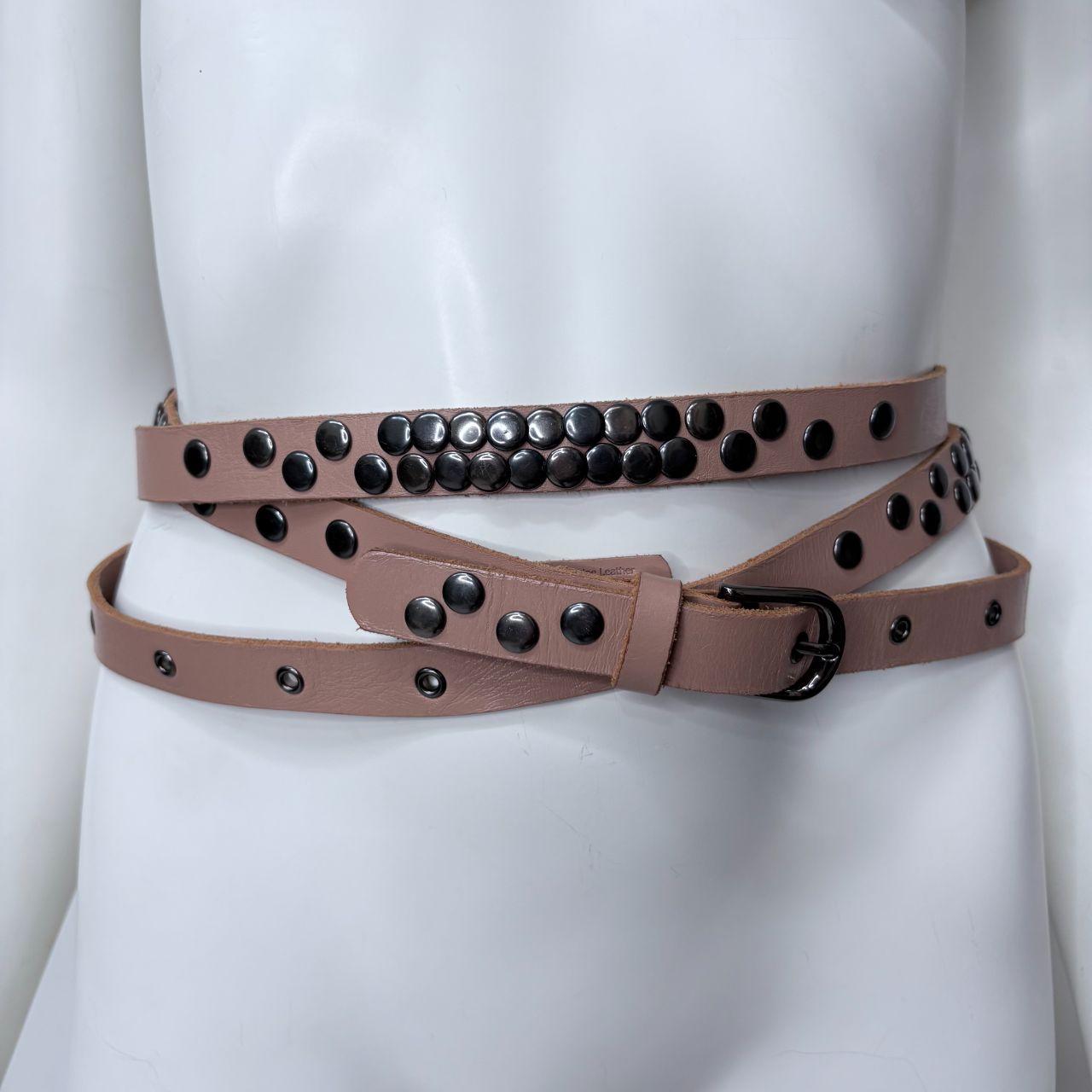 Tan leather studded wrap metal belt