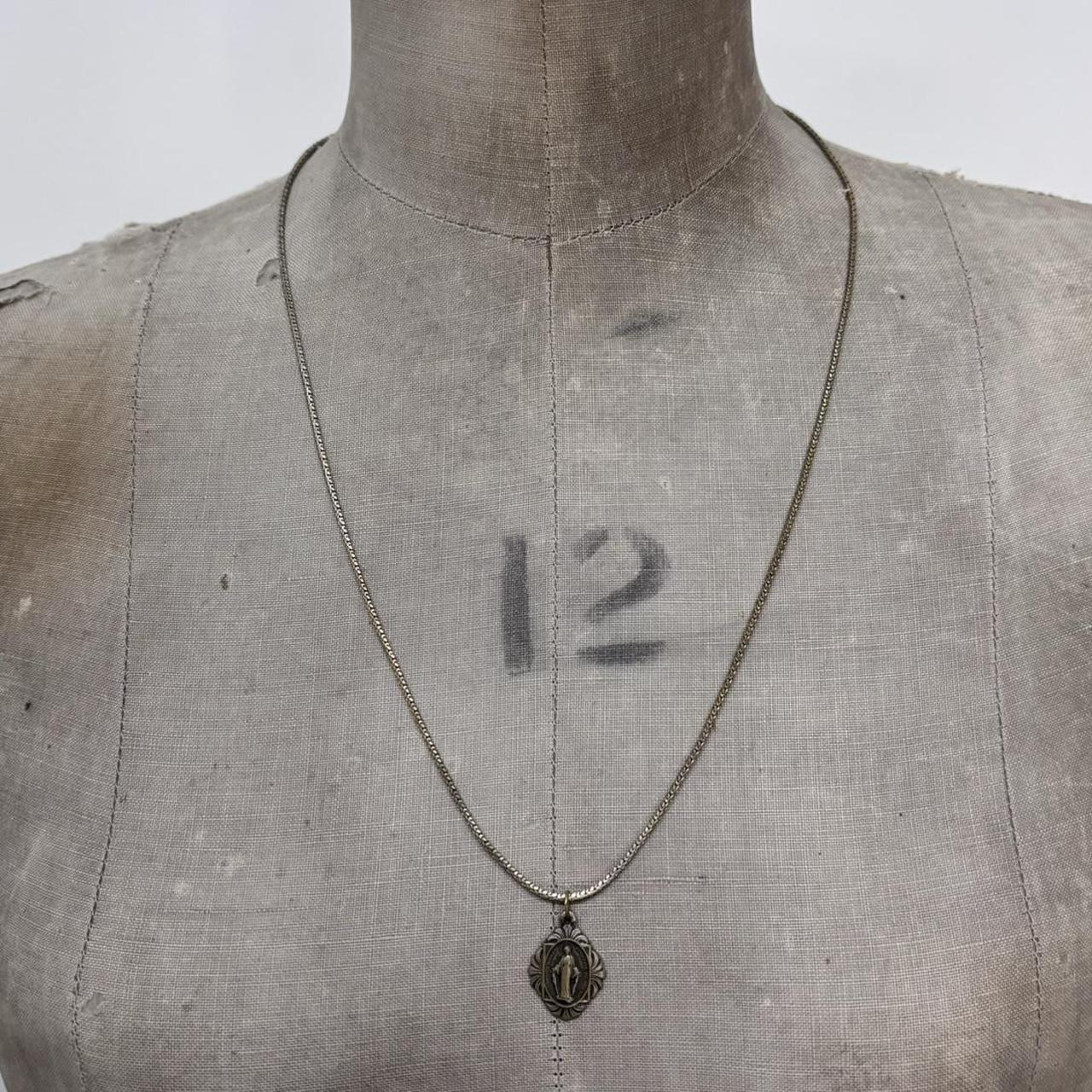 Long silver chain religous necklace