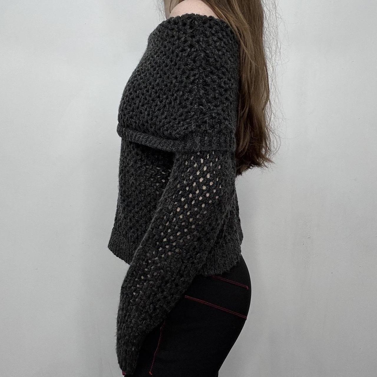 Chunky sheer knit fold over jumper