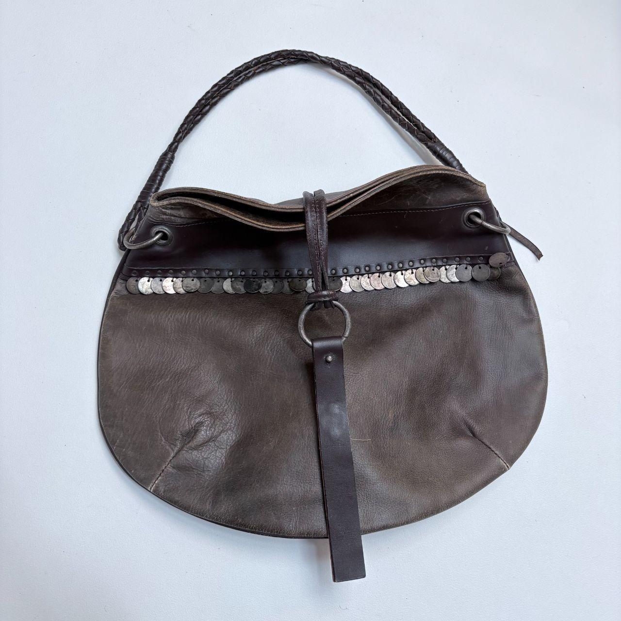 Brown leather boho coin bag