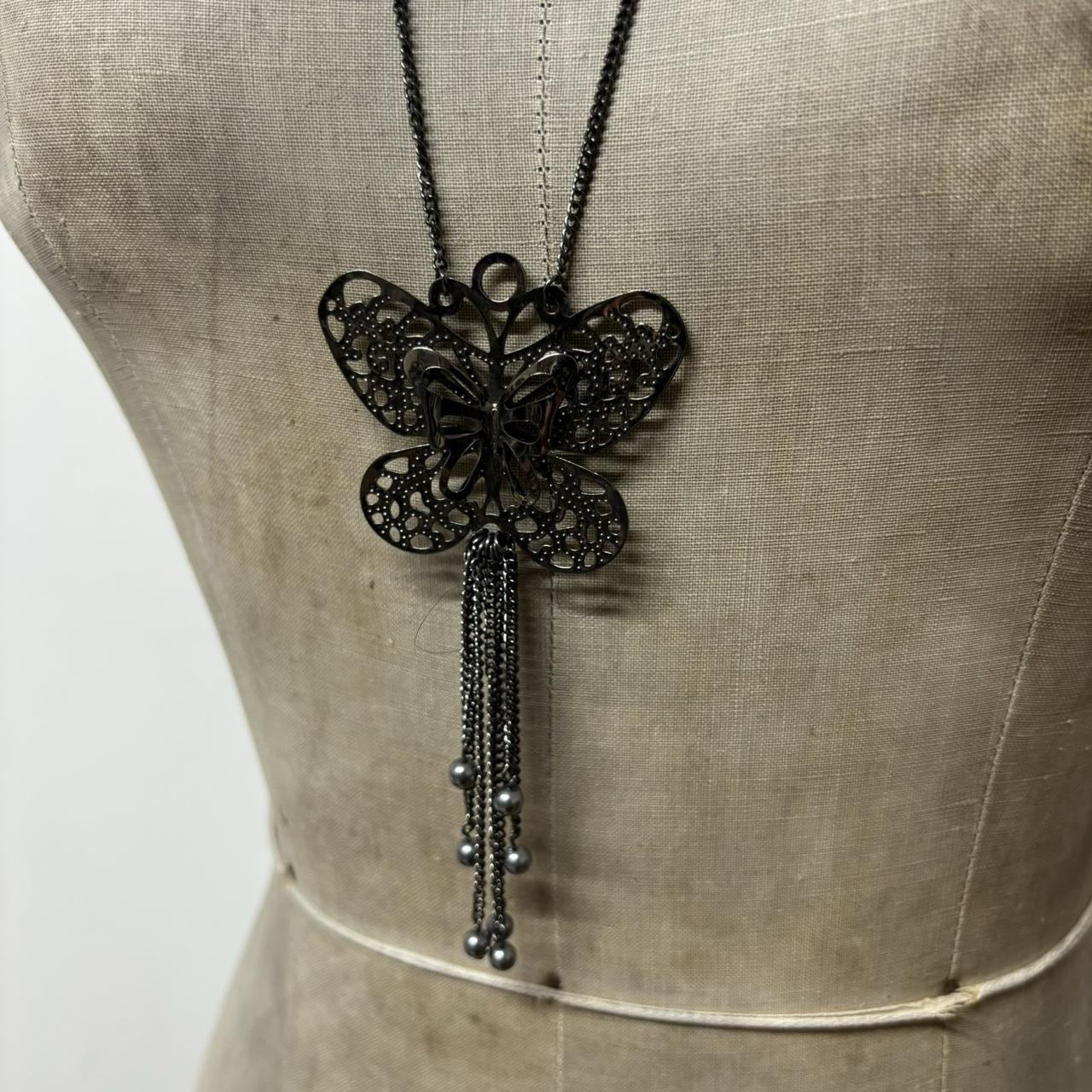 Long metal butterfly necklace
