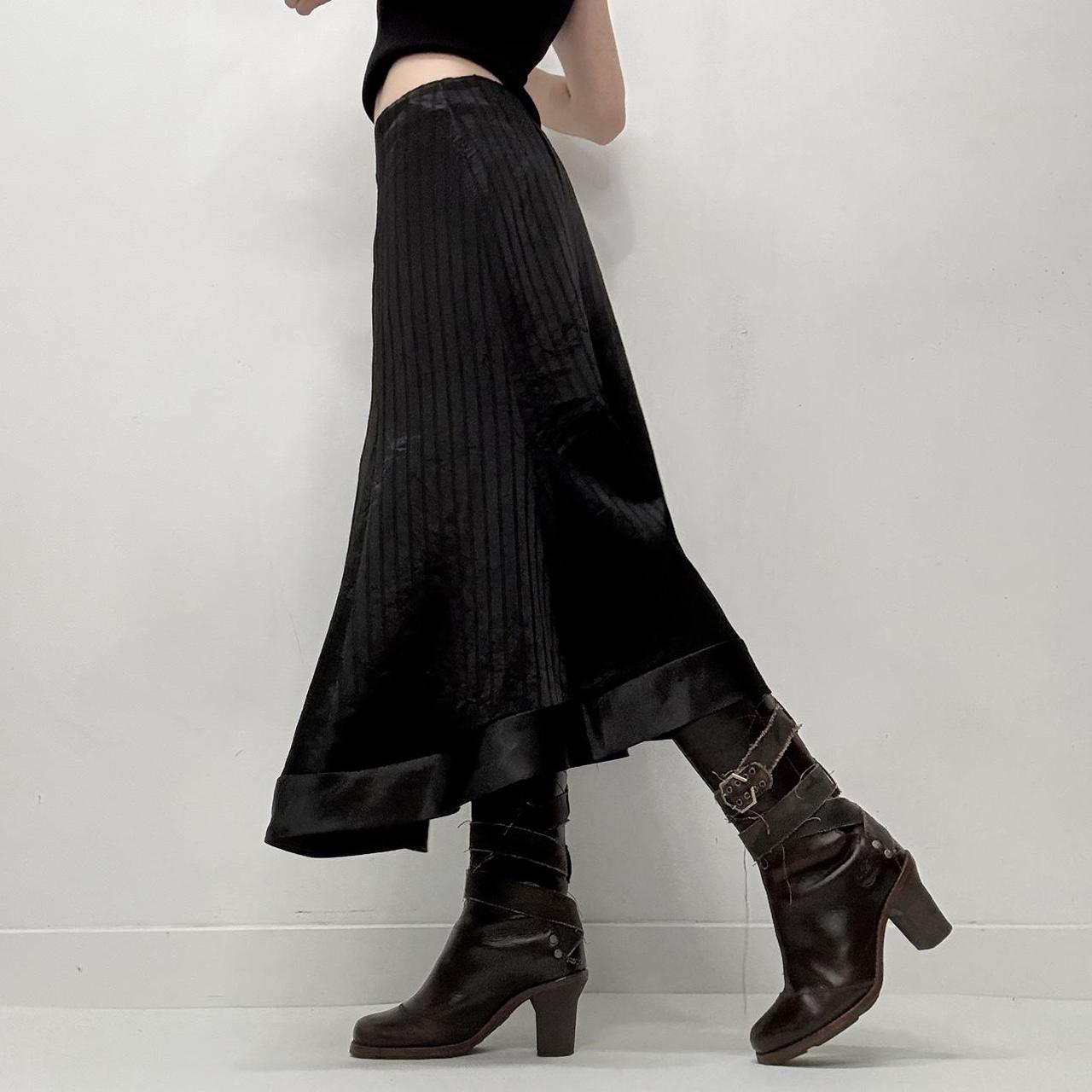 Black satin pinstripe skirt