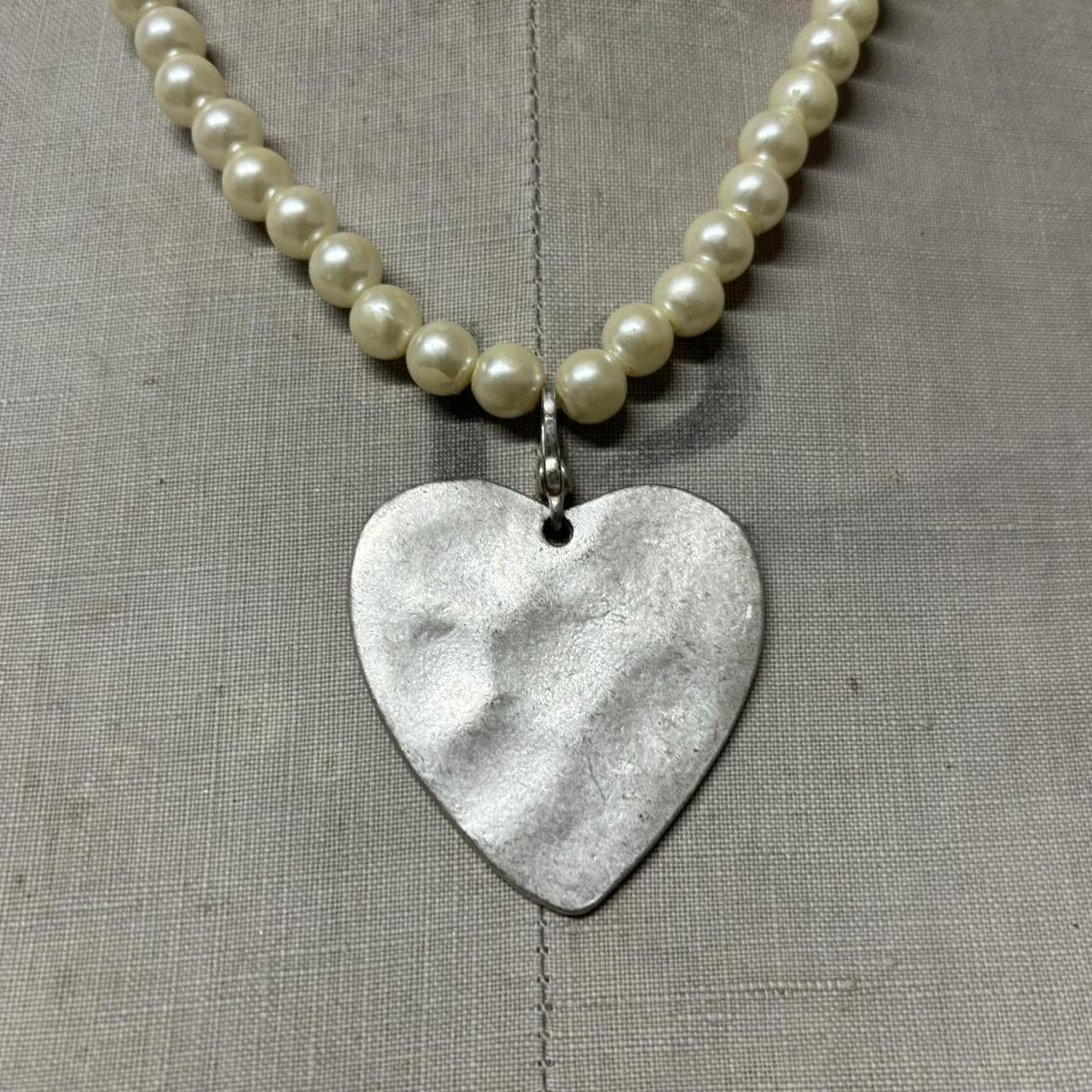 Hammered metal heart necklace