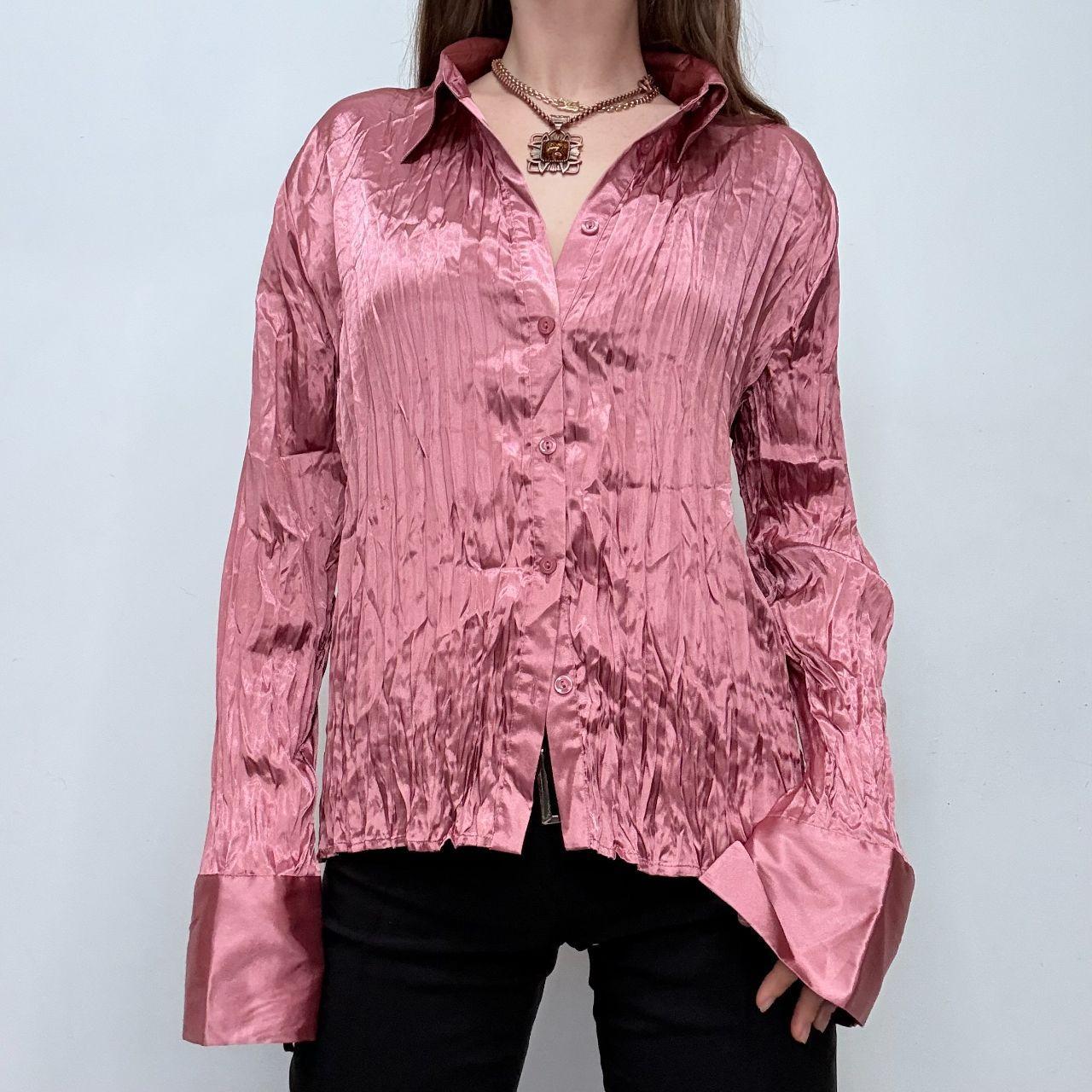 Pink crinkle flared shirt